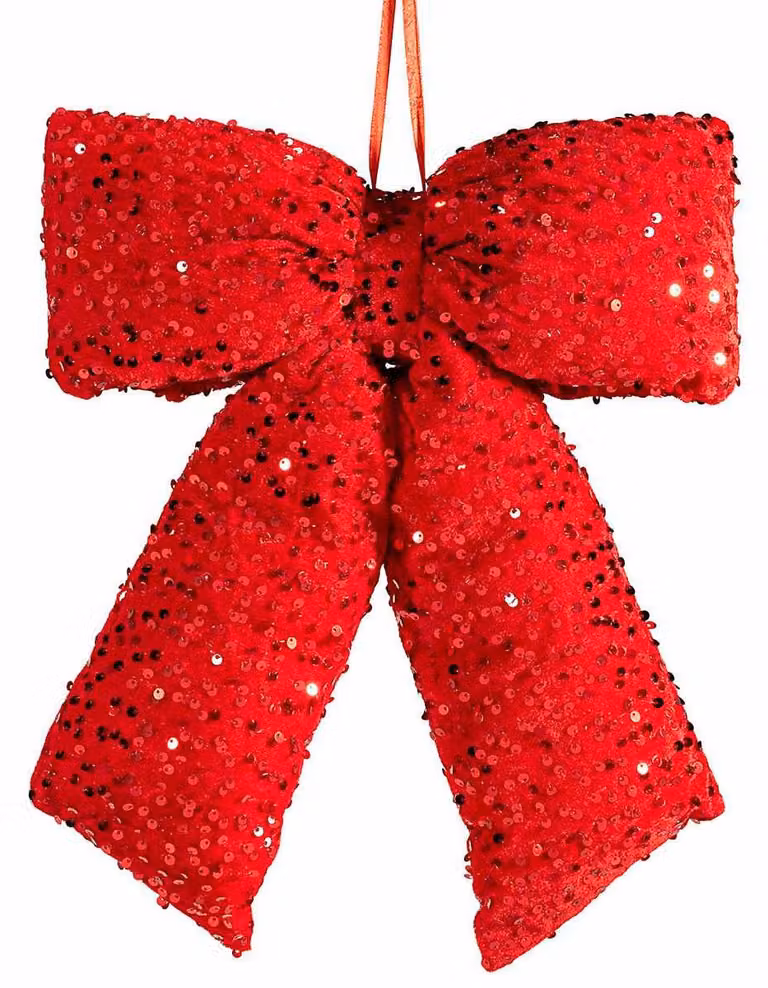 Set di 2 fiocchi in velluto rosso con paillettes, 32x40 cm