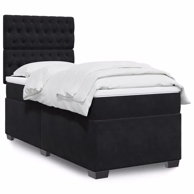 Letto Ibrido con Materasso e Struttura in Velluto vidaXL, L/P/H: 90 x 200 x 150,5 cm, Nero e Bianco