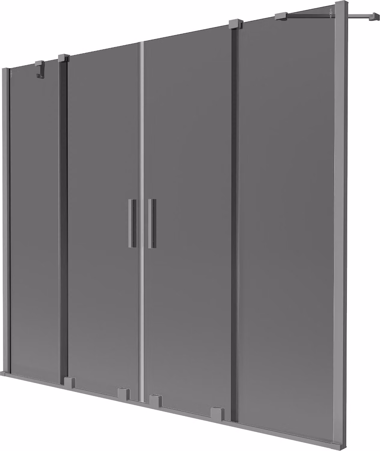 Mexen Velar Duo paravento vasca da bagno a 2 ante scorrevoli 200 x 150 cm, grafite, metallo brunito - 896-200-000-42-95
