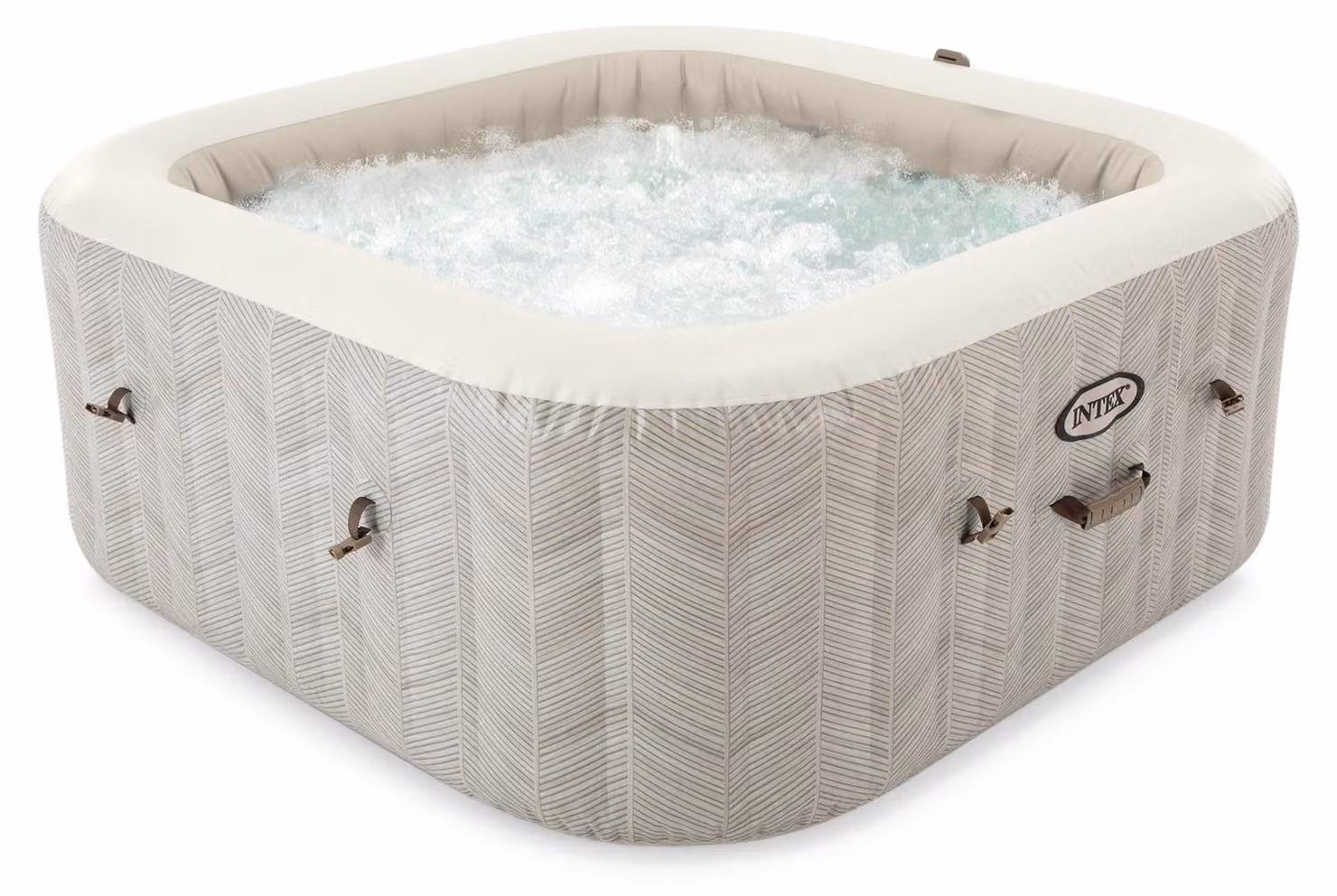 INTEX 28446NP - Vasca idromassaggio - Chevron Deluxe Square Bubble (175x175 cm) per 4 persone, controllo tramite app