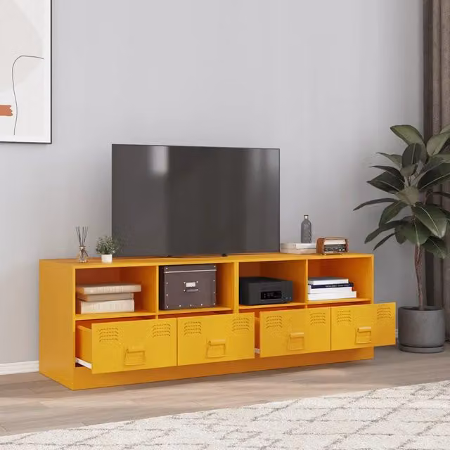 Set di 2 mobili TV moderni vidaXL in metallo giallo L/P/H: 67 x 39 x 44 cm