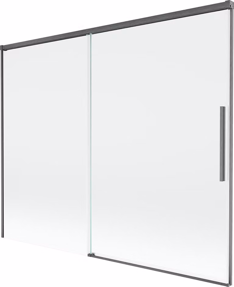 Mexen Rox paravento da vasca da bagno a 2 ante scorrevoli 190 x 150 cm, trasparente, grigio pistola spazzolato