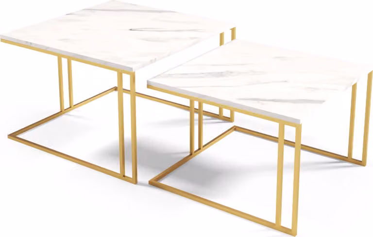 Tavolino FURNLUX Astro White And Grey 76cm / Colore principale: Bianco / Dimensioni: 76 x 50 x 76 cm