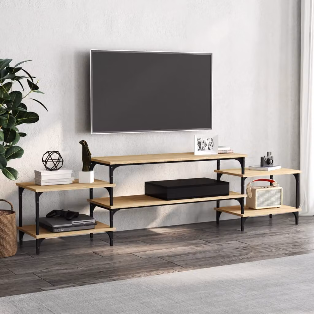 vidaXL Mobile Porta TV Roverone Sonoma in Legno e Metallo, Colore Marrone, L 197 cm x P 35 cm x H 52 cm