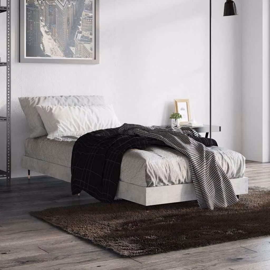 Giroletto vidaXL in legno multistrato e metallo, colore grigio cemento, L: 190 cm, P: 75 cm