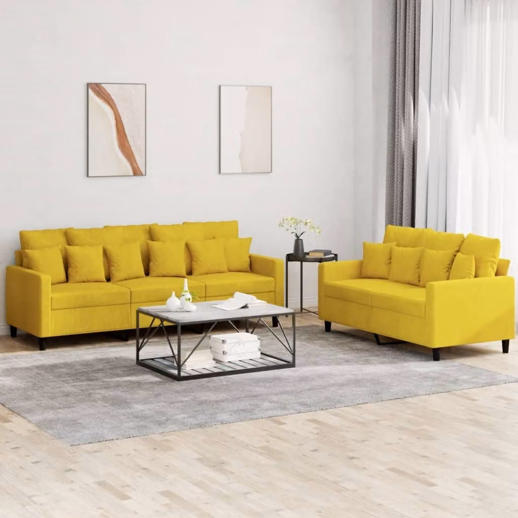 Maison Exclusive - Set divano a 2 posti con cuscini in velluto giallo