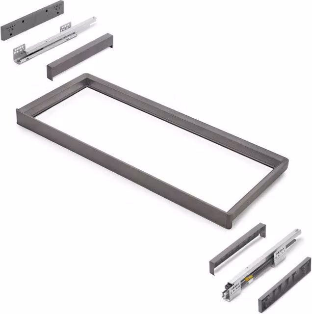 Telaio con guide a estrazione totale e chiusura morbida per accessori per armadi Quartz, 762-788mm, Alluminio e plastica