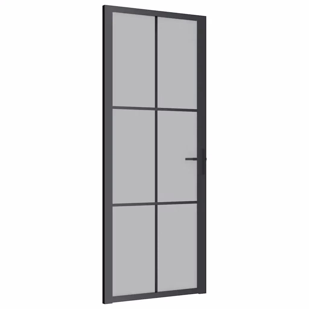 Porta Interna Scorrevole vidaXL in Alluminio e Vetro Trasparente Nero Opaco L: 83 cm, H: 201,5 cm – 2