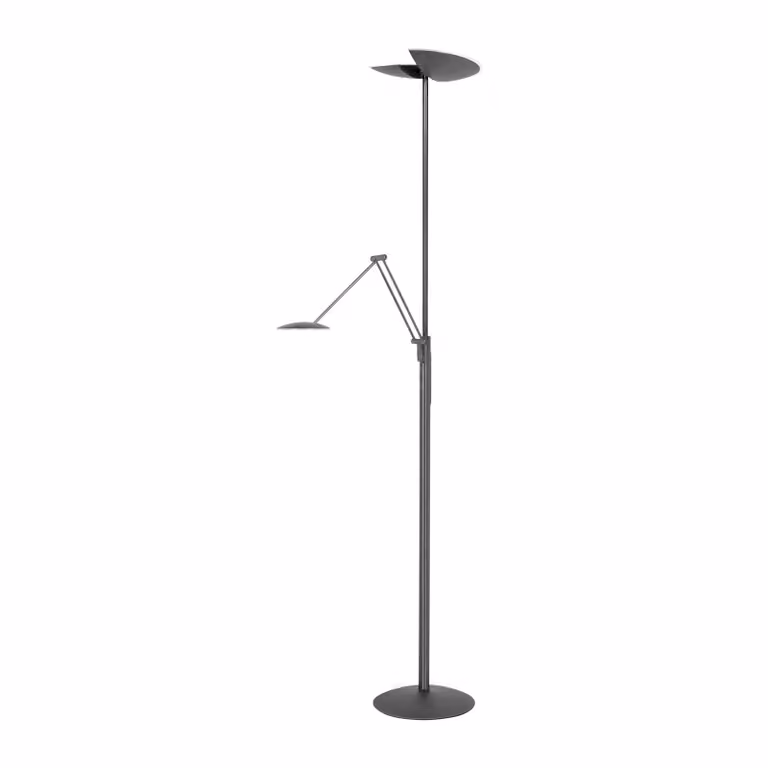 HighLight Lampada da terra con luce lettura Sapporo, dimmerabile, Nero, Soggiorno / Sala da pranzo, Metallo, Moderno, Lampada LED da terra