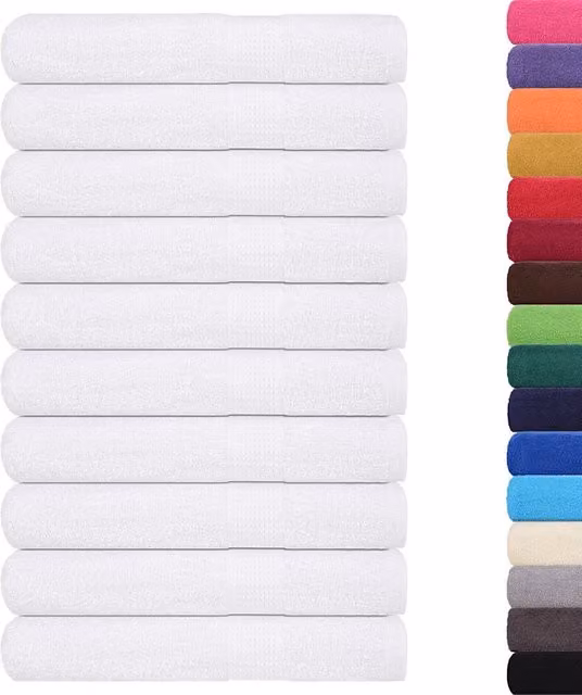 Set di 10 teli da bagno FROGN in cotone bianco, L 100 cm x P 200 cm, 360 g/m2
