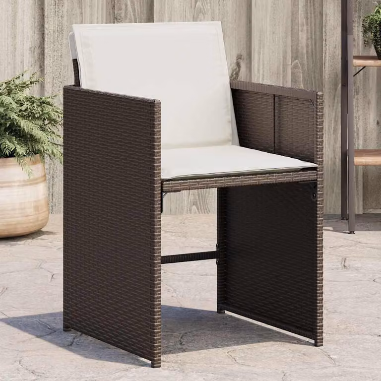Set di 4 sedie da giardino vidaXL in polyrattan marrone con cuscini e braccioli