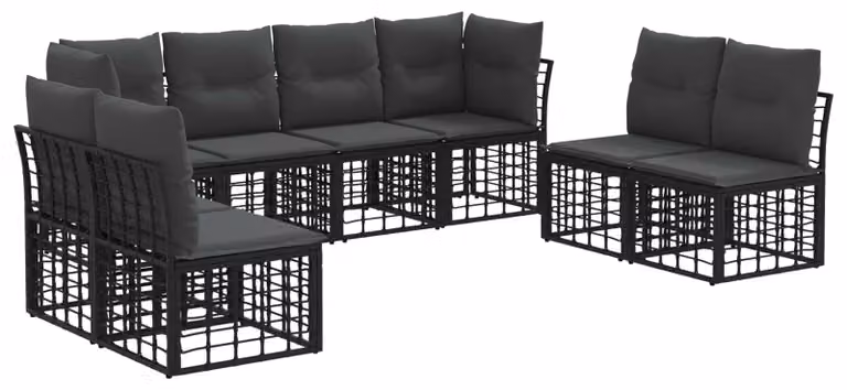 Set di divani da esterno Nero Poliestere