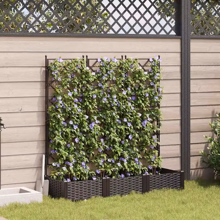 Set di 3 vasi da giardino vidaXL in plastica marrone L: 120 cm, P: 40 cm, H: 125,5 cm