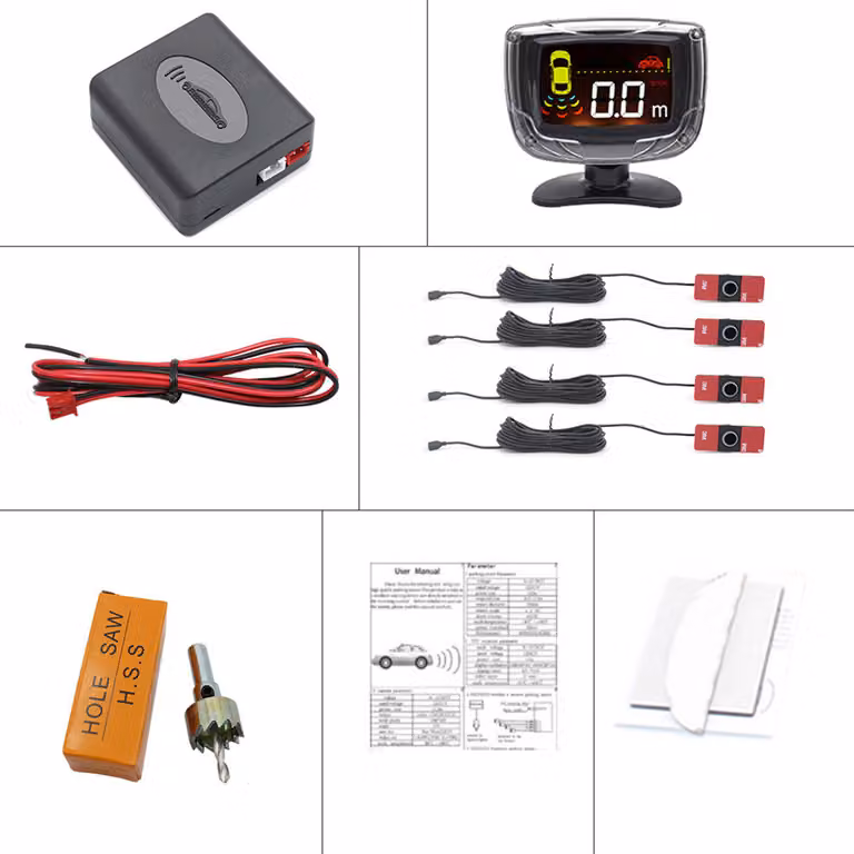 Sensore di parcheggio auto Set Display Lcd 4 sonda 80db Buzzer allarme nero