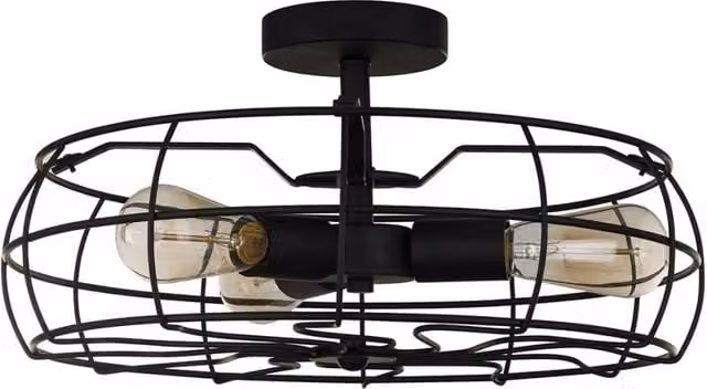 Italux Rayo plafoniera industriale in metallo nera con 3xE27, dimmabile, L 45 cm x P 45 cm x H 23 cm