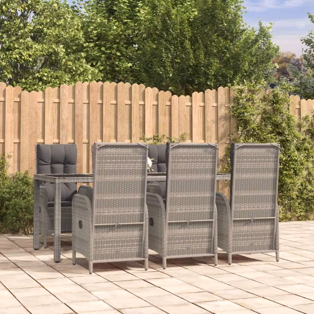 Maison Exclusive - Set da Pranzo da Giardino 7 pz con Cuscini in Polyrattan Grigio