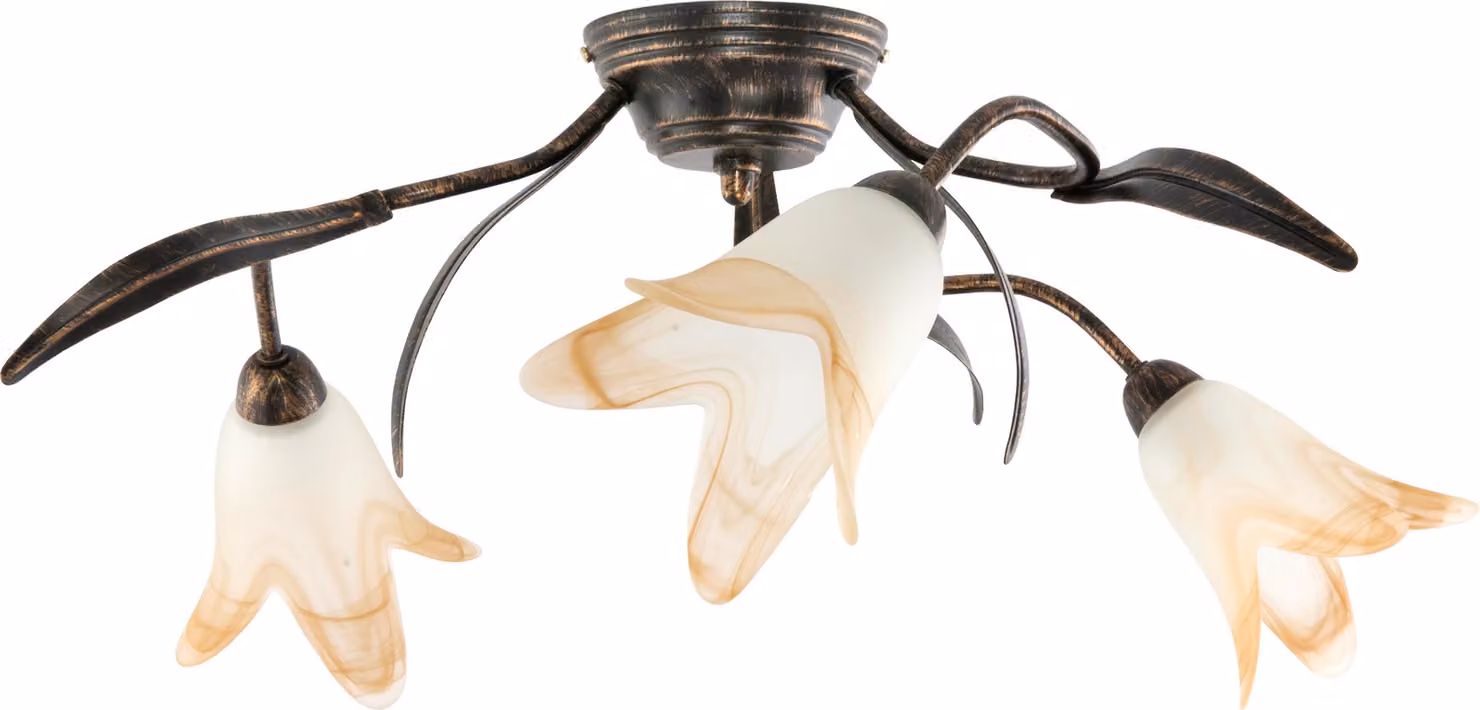 Lampada da soffitto nera oro antico bianco-arancione paralume MARKOS NEGRO 10-772