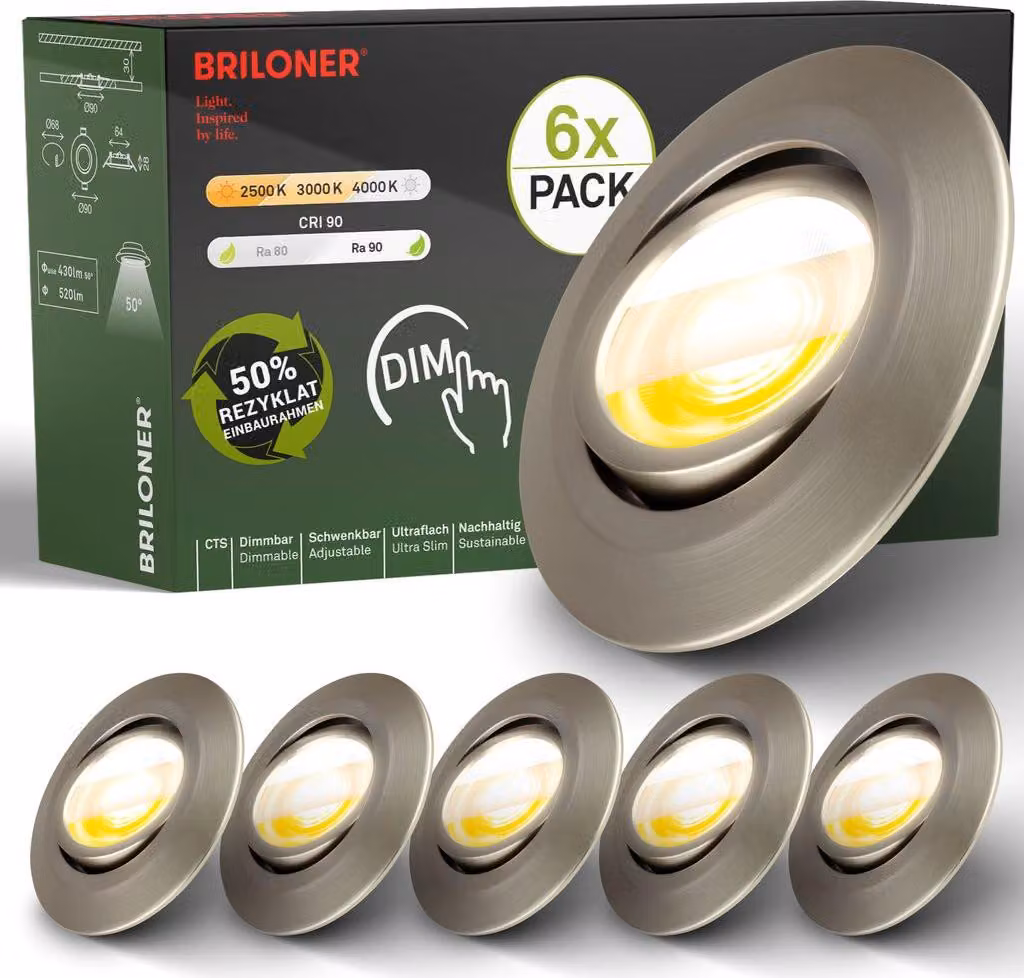 Set di 6 faretti LED da incasso LED faretti da incasso orientabili dimmerabili Ra90