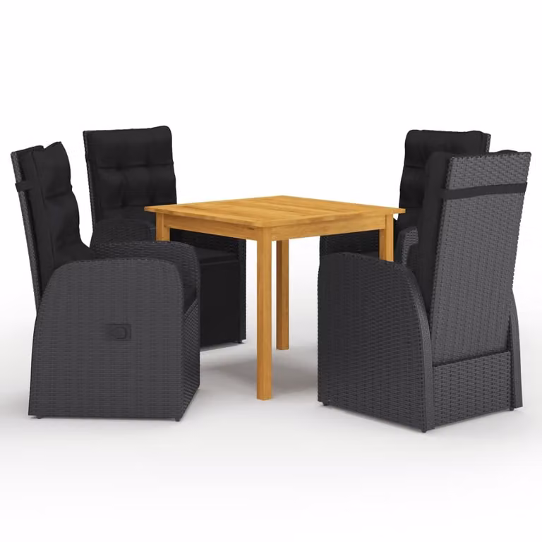 vidaXL Set da pranzo da giardino 5 pezzi nero