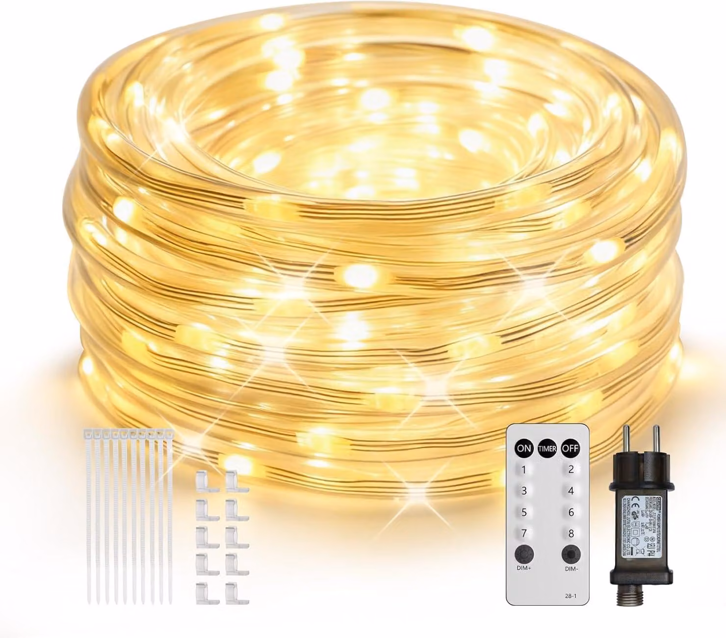 Striscia luminosa a LED, 20 metri, bianco freddo, grado di protezione IP67, 700 LED, 8 modalità, dimmerabile
