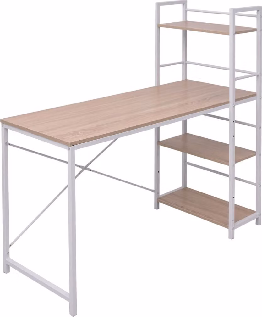 The Living Store Scrivania con libreria a 4 ripiani in rovere