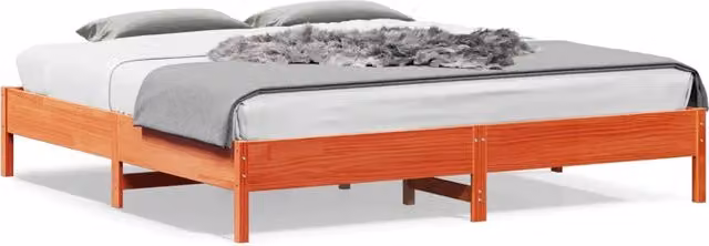 Letto in legno di pino Marrone Cera vidaXL con doghe fisse e struttura rigida 200x200 cm – 1