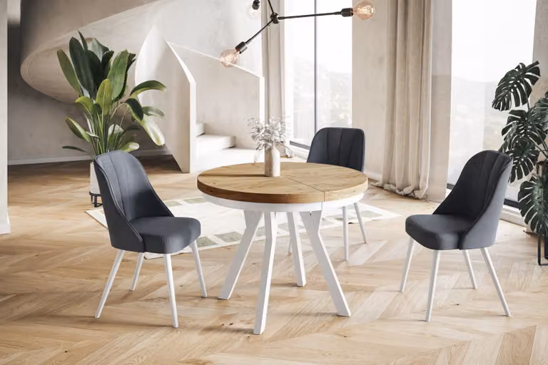 Alpi Moebel, Tavolo da Pranzo Evo, Tavolo per Mangiare Allungabile, Diametro da 80 - 130 cm, Craft
