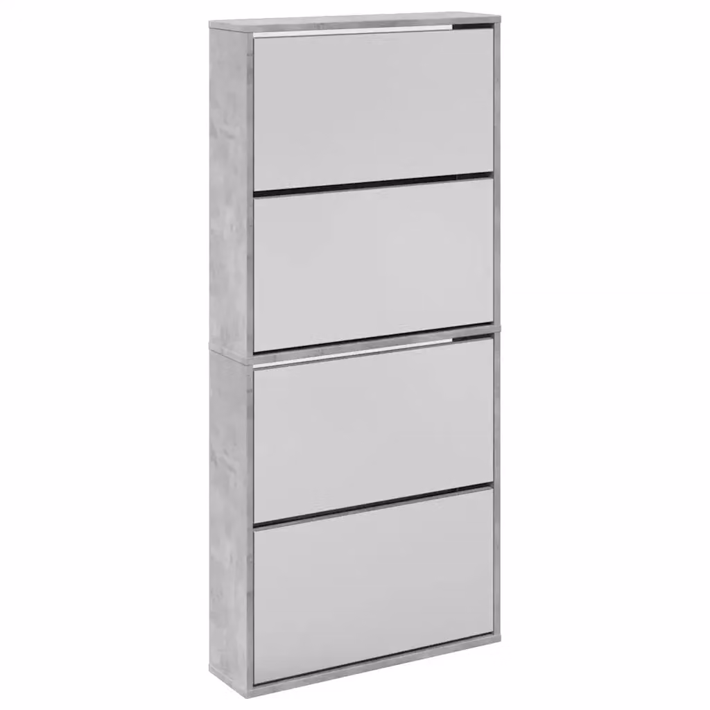 Scarpiera moderna vidaXL con specchio e scomparti basculanti, colore grigio, L: 63 cm, P: 17 cm, H: 134 cm – 2