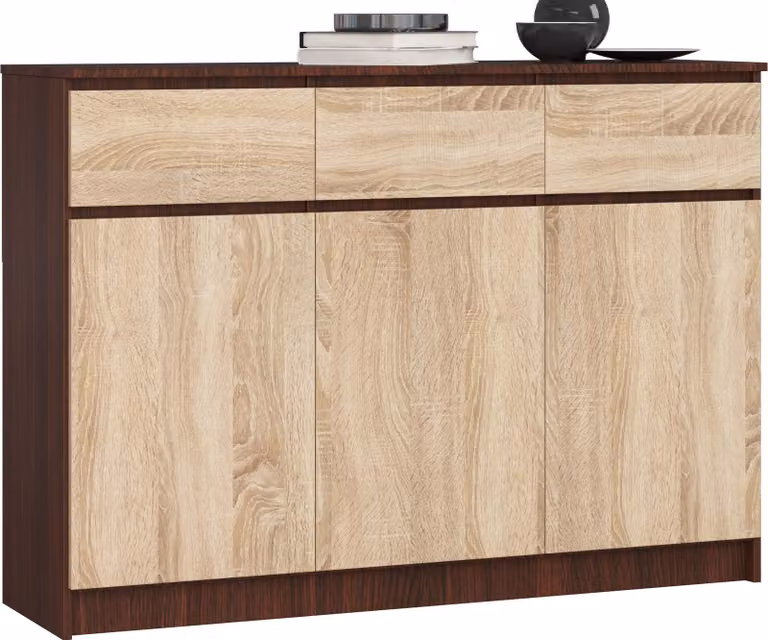 Akord Mobile 3 Ante 3 Cassetti Wengé/Rovere Sonoma 138X40X99 Cm