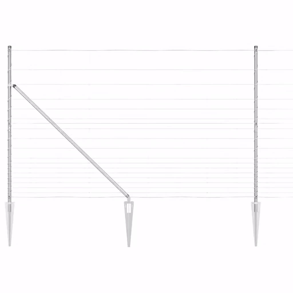 Recinzione in rete saldata con punte vidaXL in acciaio zincato argento L: 25 m, H: 1,5 m – 2