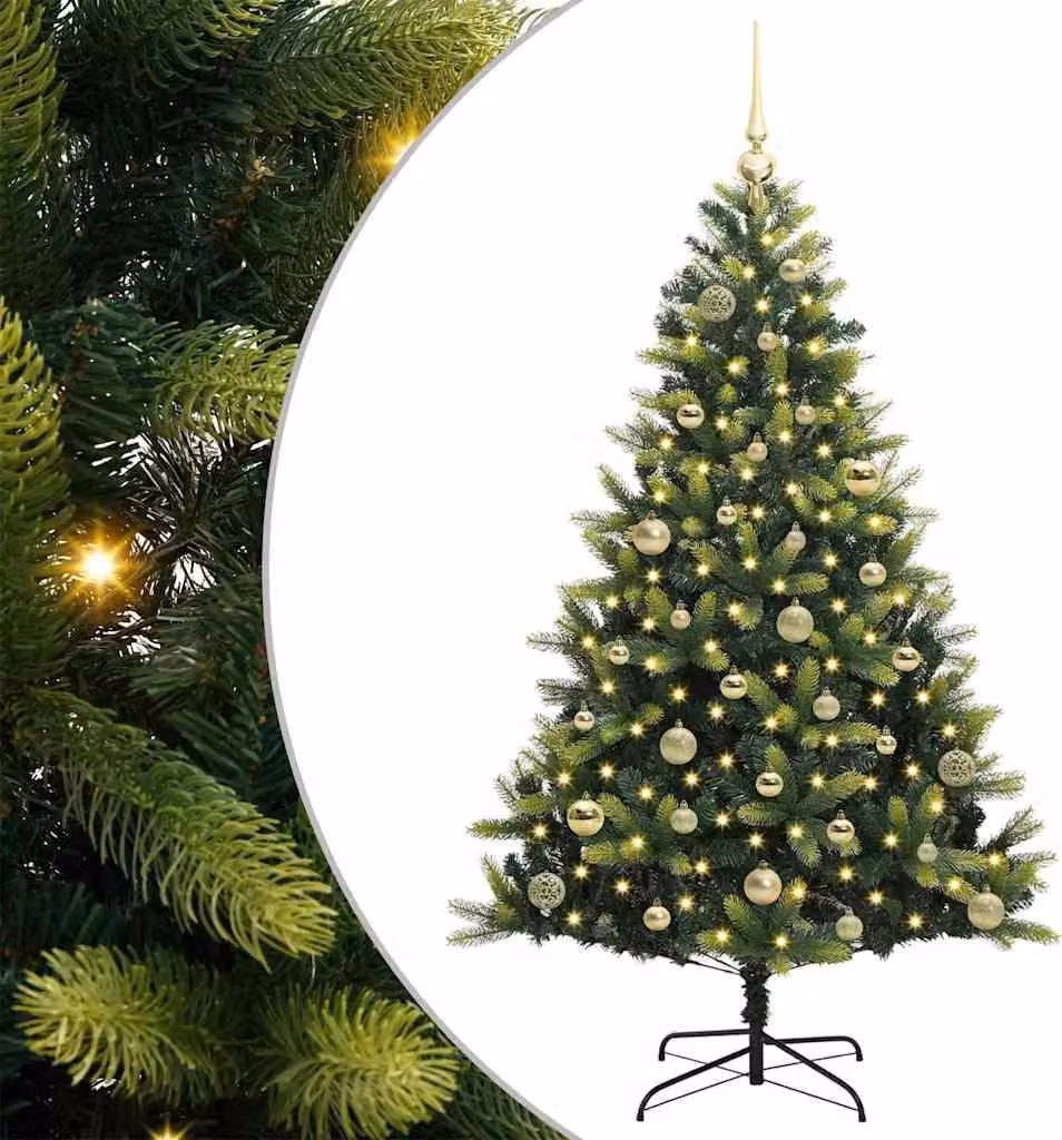 Albero di Natale Artificiale Pieghevole 150 LED Verde 150 cm