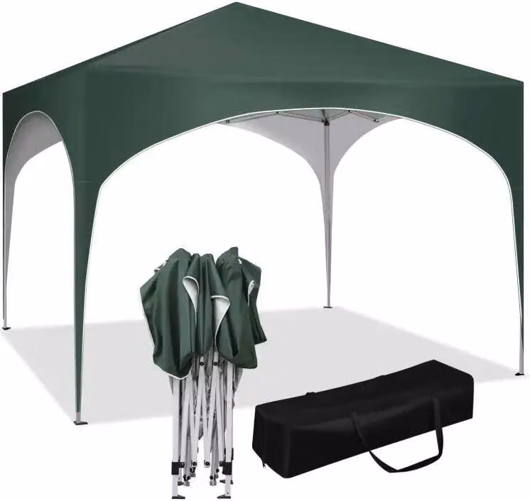 BukkitBow - Tenda per feste con bordo rotondo - tenda pieghevole - impermeabile e resistente alle intemperie - gazebo da giardino - 300 x 300 cm - verde