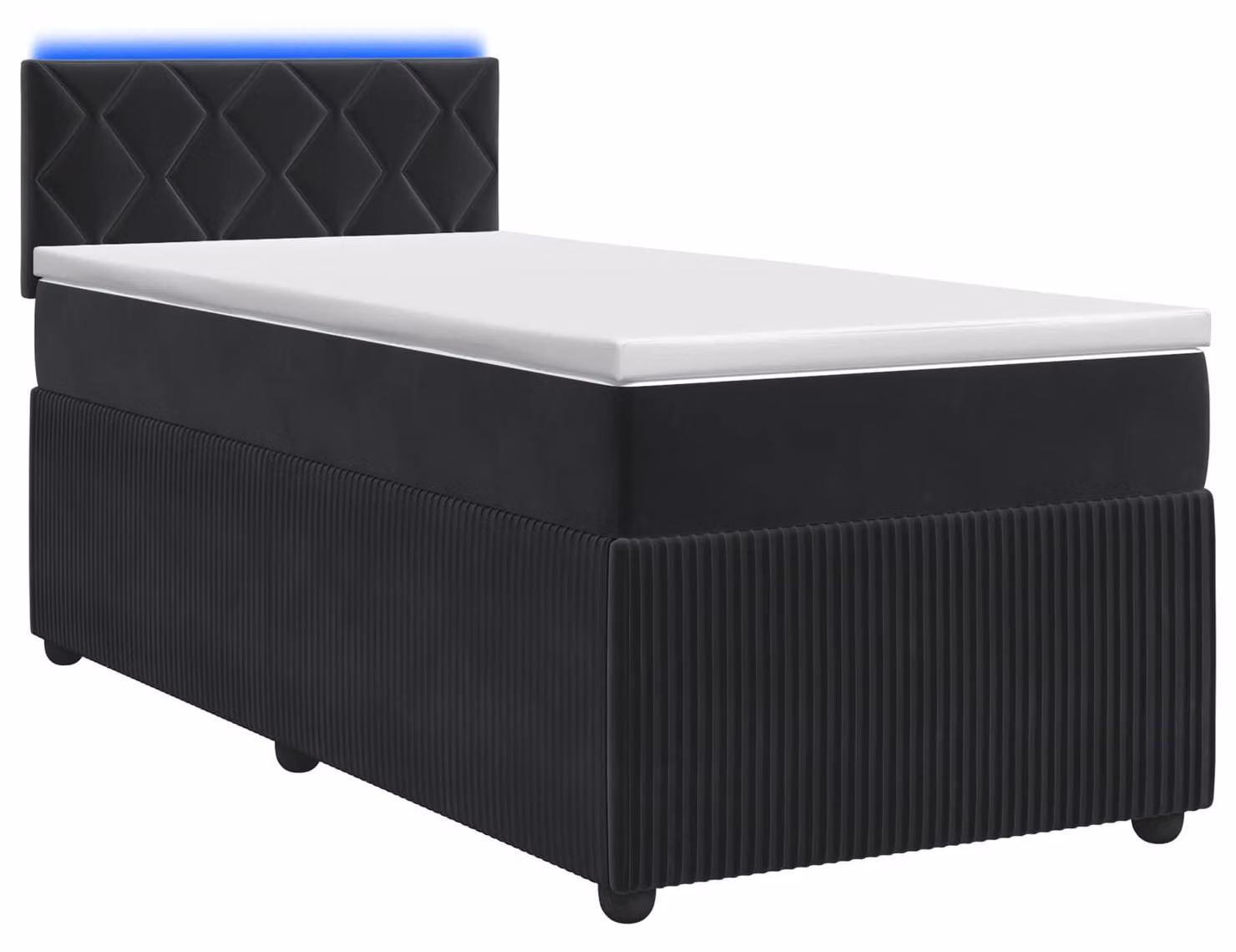 Letto a molle con materasso nero 90 x 190 cm in velluto