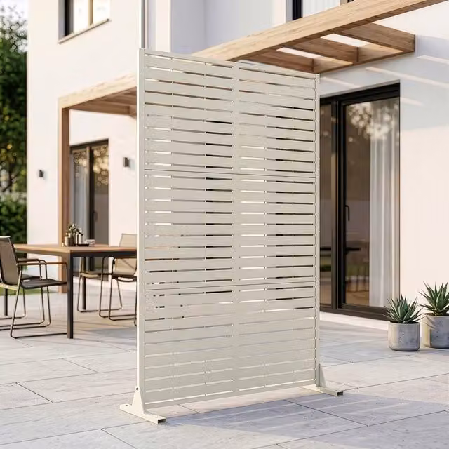 Pannello Divisorio Nodepp da Esterno in Acciaio Zincato 180x120 cm Beige Aglio casa.pro