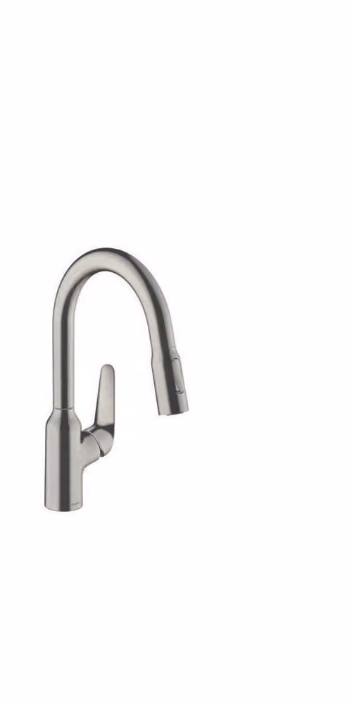 Hansgrohe Focus M42 - Miscelatore per lavello M4216-H180 con doccia estraibile, sBOX, finitura acciaio inox 71821800