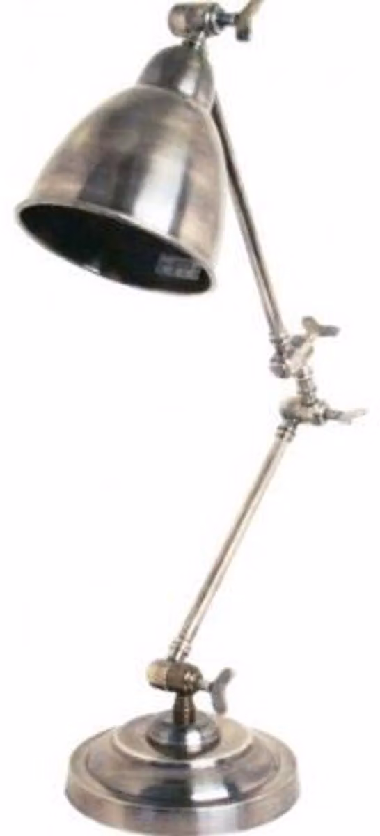 Lampada da tavolo Casa Padrino, finitura argento anticato, 11 x altezza 50 cm – Elegante lampada da scrivania e da ufficio dal design raffinato