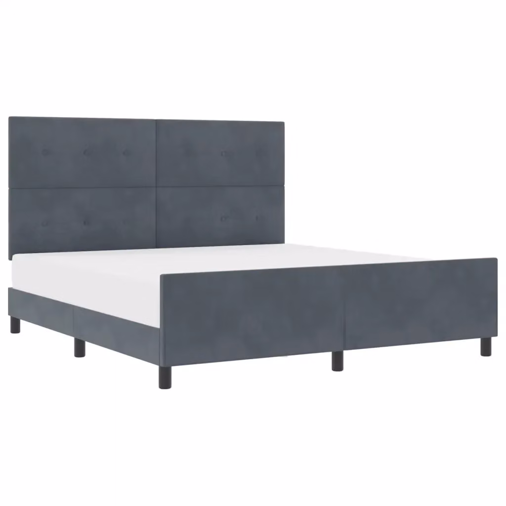 Letto a molle con testiera vidaXL in velluto grigio L/P/H: 180 x 200 x 128 cm – 2