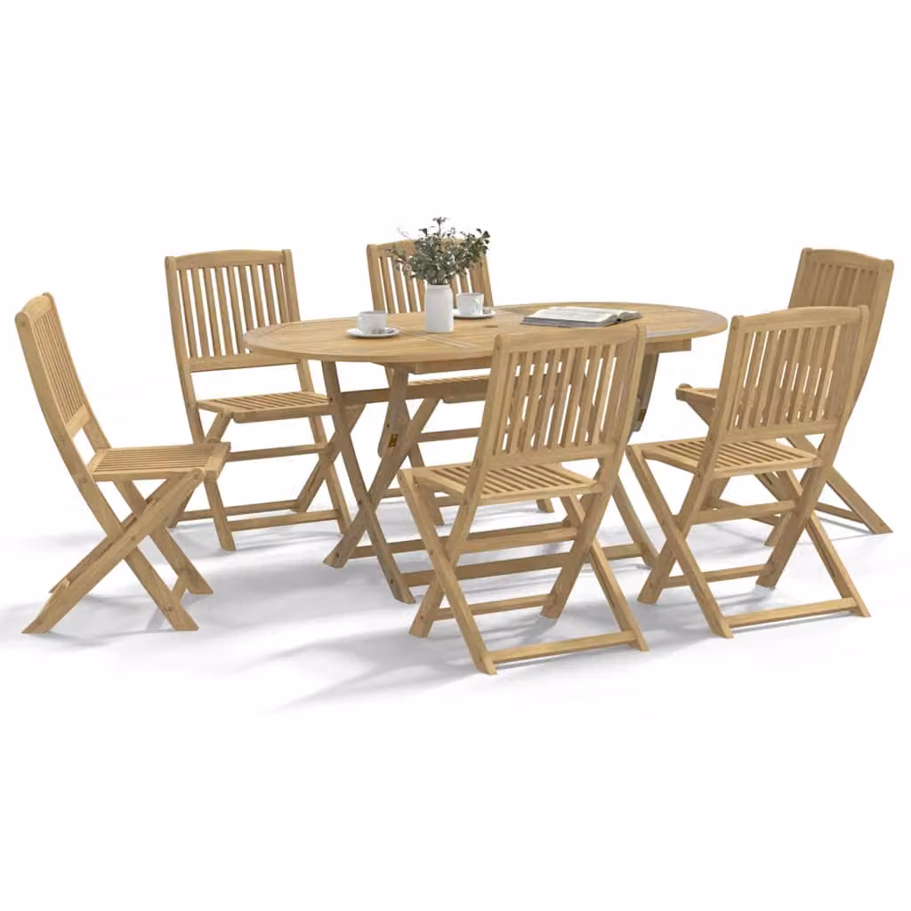 Set di 6 sedie pieghevoli vidaXL in legno di acacia marrone per giardino e terrazza, L/P/H: 48,5 x 57 x 90 cm