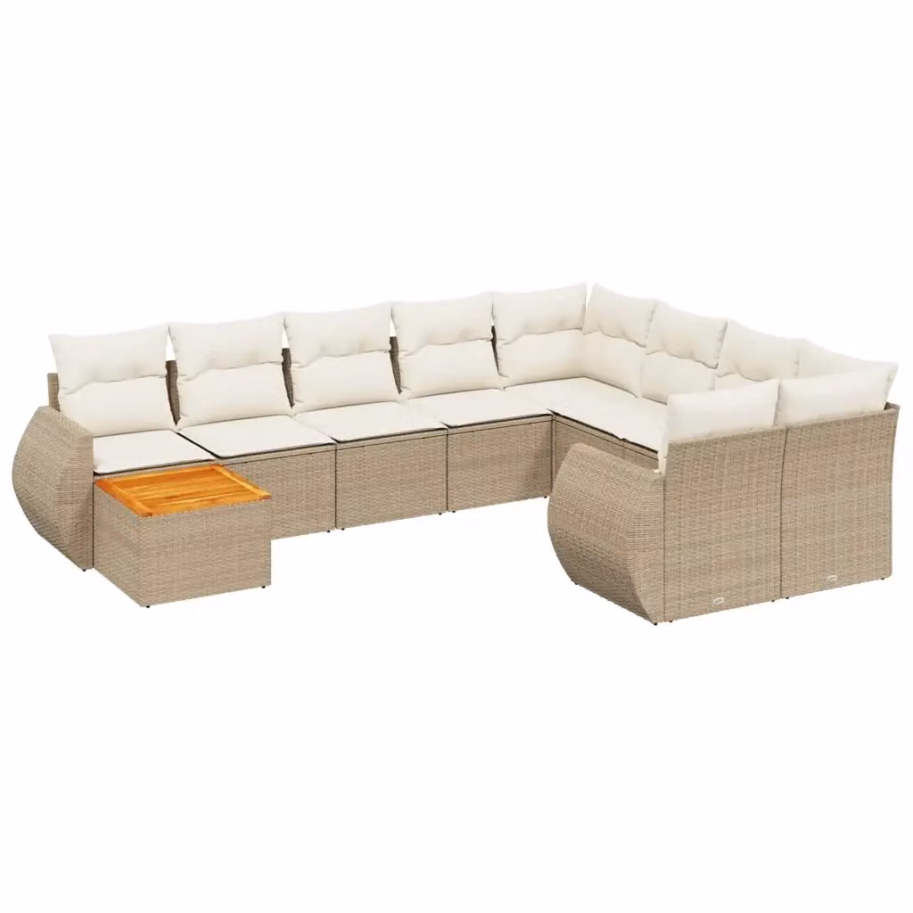 Set Divano da Giardino VIDAXL in Polyrattan con Cuscini Beige, Design Moderno a L per 10 Persone – 2