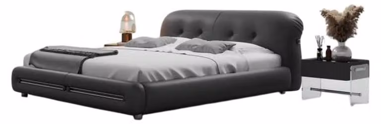 Schwarzes Niedriges Doppelbett Schlafzimmer Polsterbetten Edle Möbel