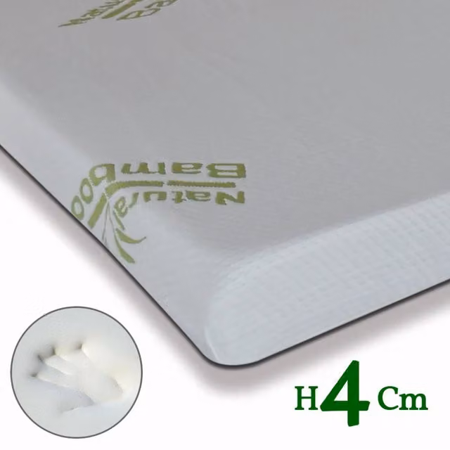 Topper in memory foam Italymaterassi bianco, correttore per materasso anallergico, H: 4 cm, L: 135 cm, P: 195 cm – 1