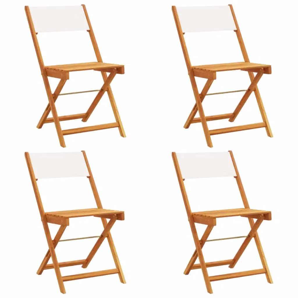 Set di 4 sedie pieghevoli da giardino vidaXL in legno di acacia oliato e tessuto beige resistente ai raggi UV – 2