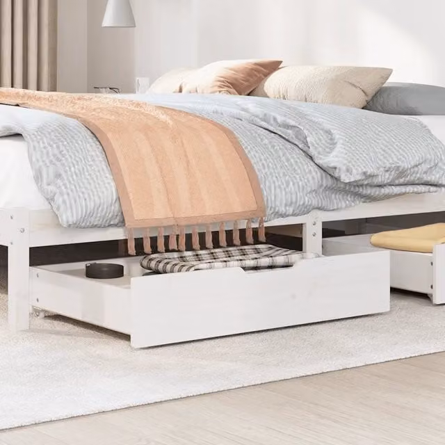 Set di 2 cassettoni da letto Design In in legno di pino bianco con ruote, L: 80 cm, P: 55 cm, H: 17 cm