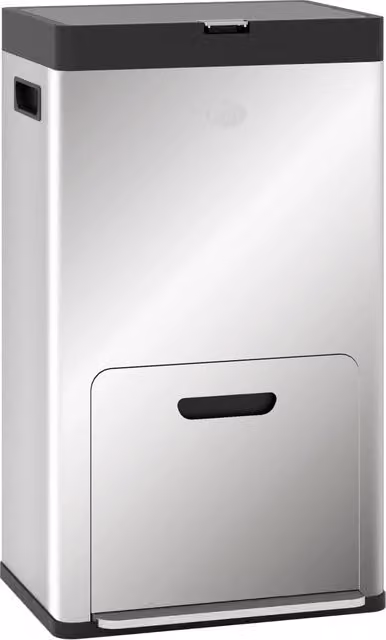 Pattumiera a pedale a 3 sezioni GIORDANOSHOP da 56L in acciaio inox argento L: 45,7 cm, P: 35,8 cm, H: 76 cm