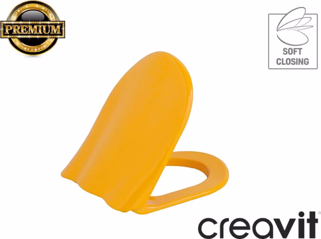 Creavit | Sedile WC Ducky - Giallo - Chiusura morbida - Alta qualità, Per bambini, Duroplast