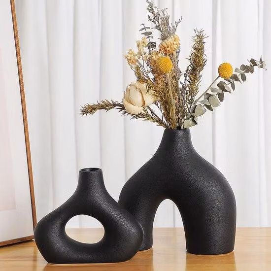 Set di tazze in Vetroceramica, nero, 2 pezzi, accessori di arredamento di tendenza, erbe sudamericane, stile country