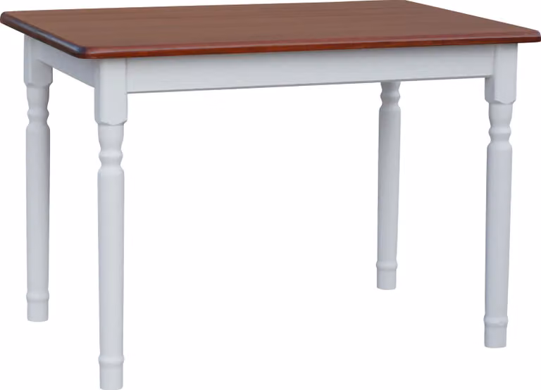 Tavolo bianco II in legno di pino massiccio con piano in colore Calvados 100 x 60 cm
