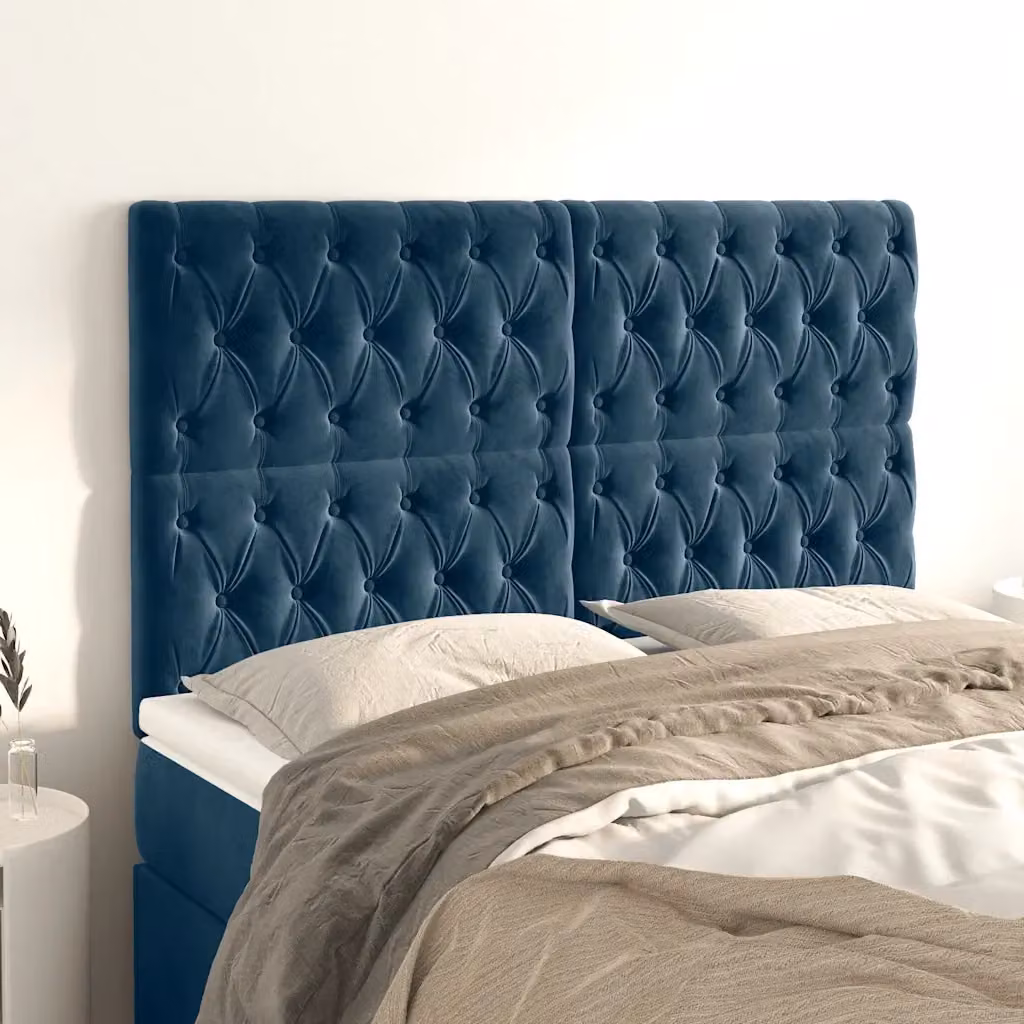 Testiera in velluto blu scuro con pannello imbottito L: 144 cm, P: 7 cm, H: 118-128 cm – 2