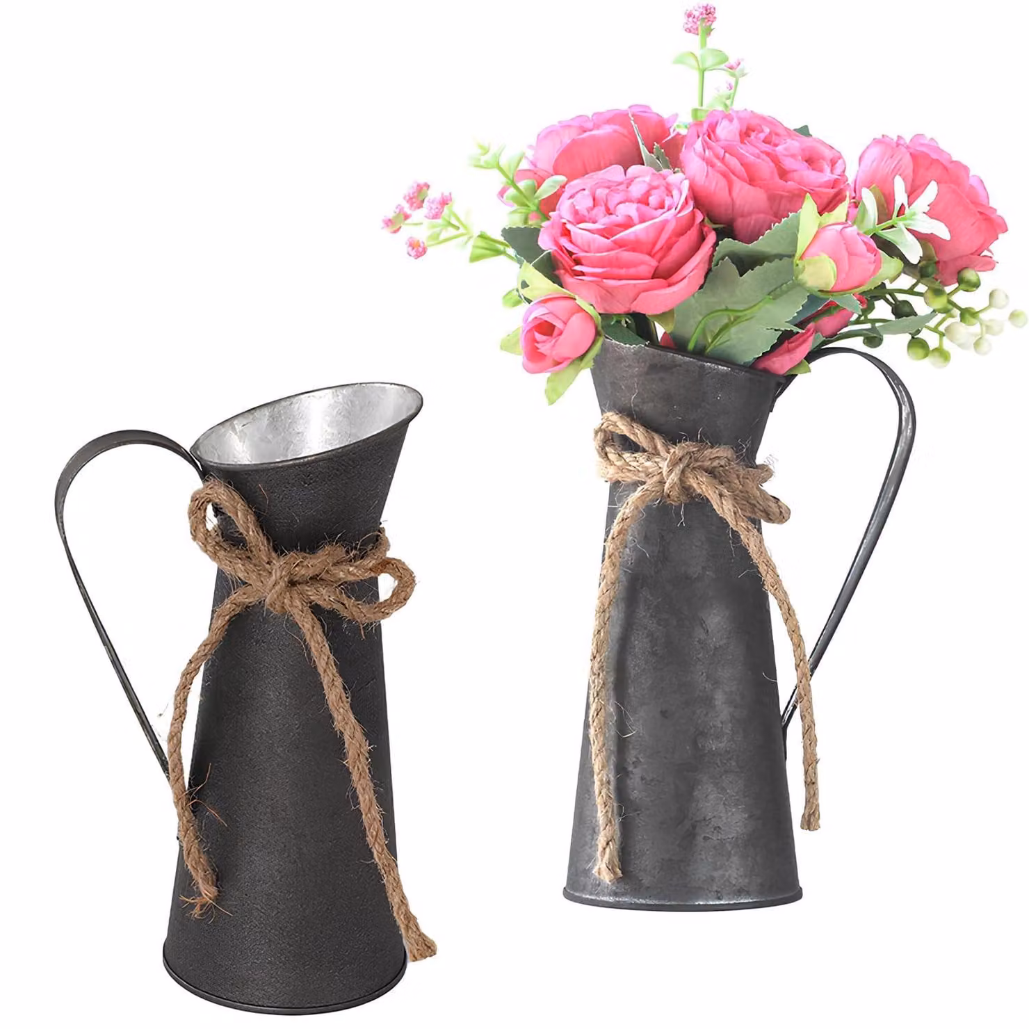 Omgoods - Set di 2 vasi in metallo vintage