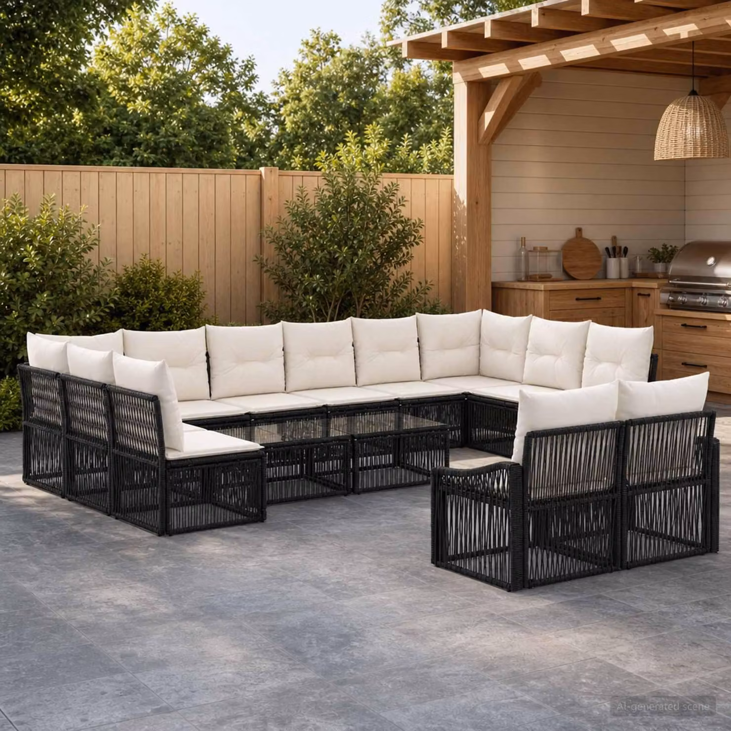Maison Exclusive - Set di divani da giardino, 12 pezzi, in rattan sintetico nero